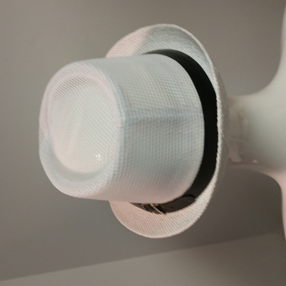 Unisex Mesh White Fedora Hat With Faux Leather Strap Buckle Boho Streetwear - Picture 5 of 14